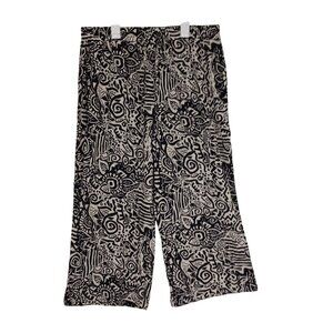Robert Louis Pants Wide Leg Womens Abstract Print Palazzo Size Xl Black White